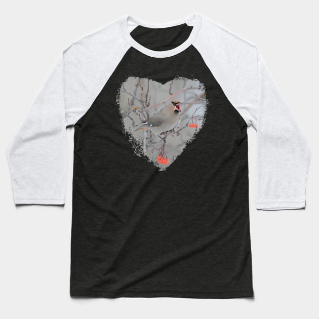 Love Bohemian Waxwings Baseball T-Shirt by Whisperingpeaks